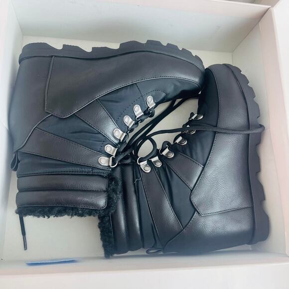 JustFab Kamryn Ankle Wedge Boots Black LaceUp Platform High Heel For Women Size7 - Picture 3 of 10